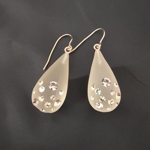 Crystal Ice Pink Lucite Crystal Teardrop Earrings